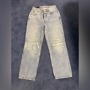 Re/Done Straight Jeans in Faded Blue